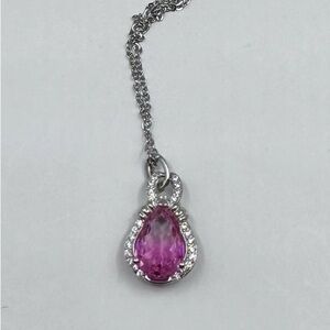 NWT Ryze Party Pink Crystal, White Frost CZ .925 Sterling Silver 18" Necklace